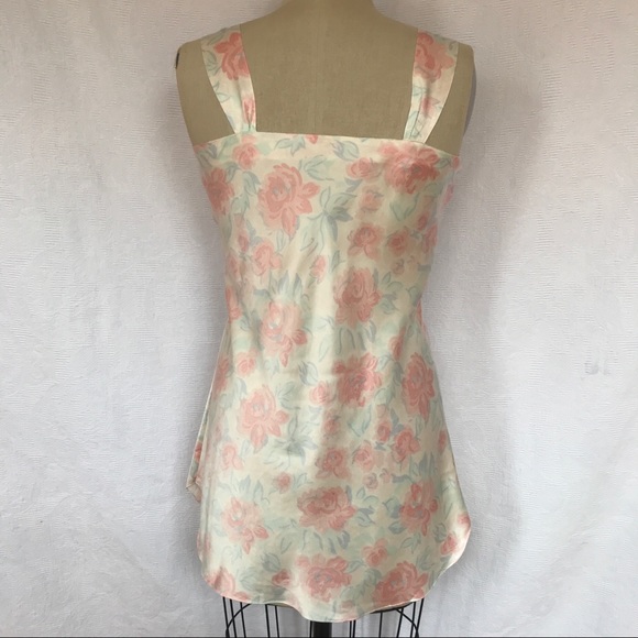 Pure Silk S/m Satin Rose print robe and chemise - Picture 7 of 15